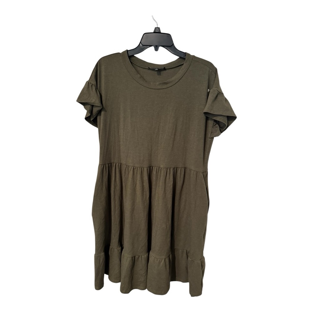 Lulus Olive Green Tiered Babydoll Dress Pockets XL - Picture 6 of 9